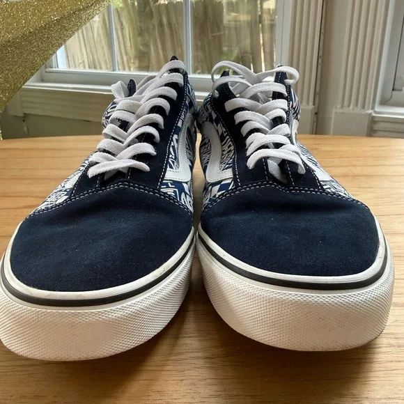 Vans Old Skool Navy Logo Checker Print Sneakers | Men’s Size 13 - Picture 3 of 11